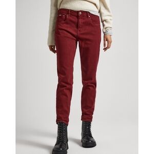 Pepe Burgundy Maroon distressed denim jeans